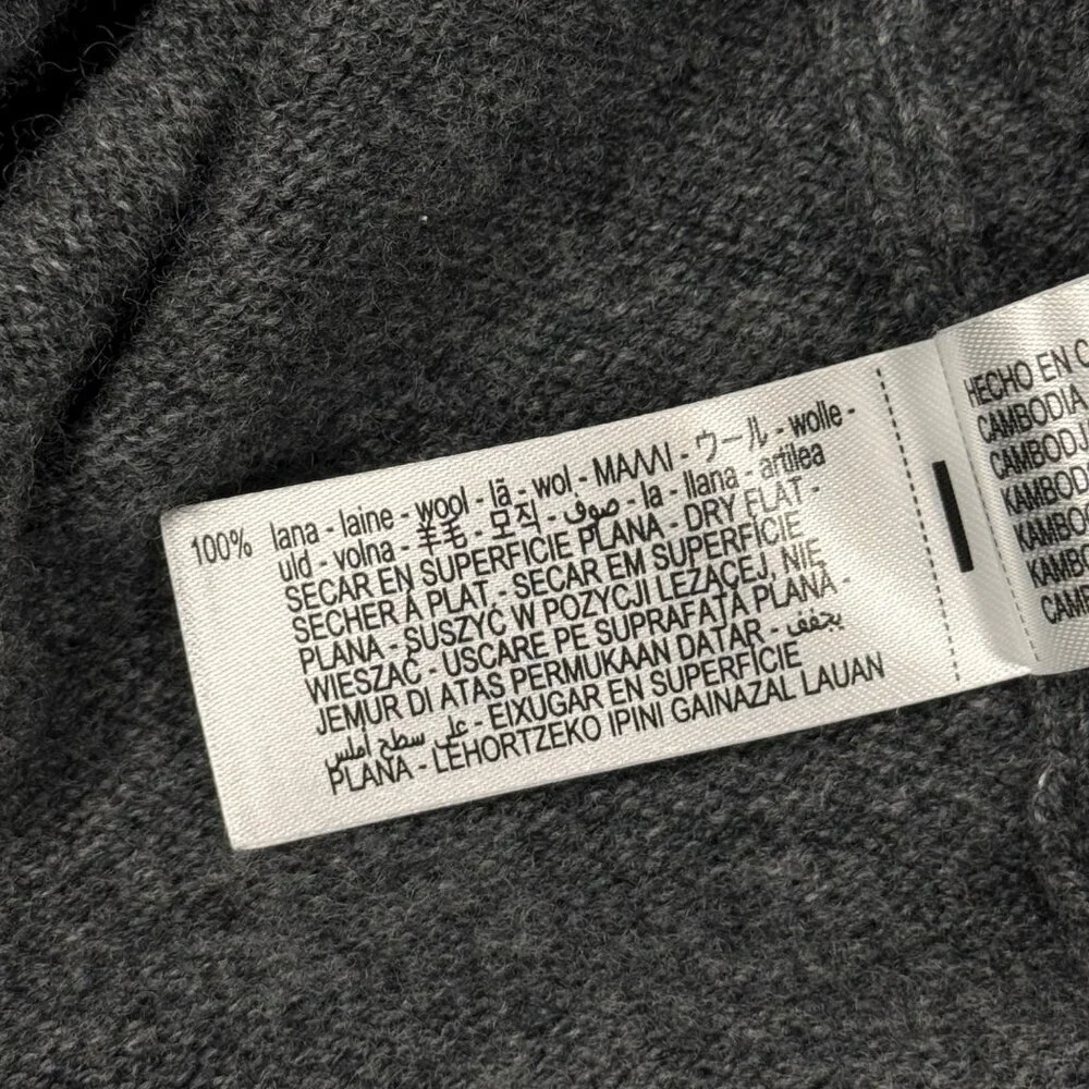 Zara 100% Wool Cardigan SZ XL Dark Gray Button Front Stsple Capsule Wardrobe - Picture 12 of 15